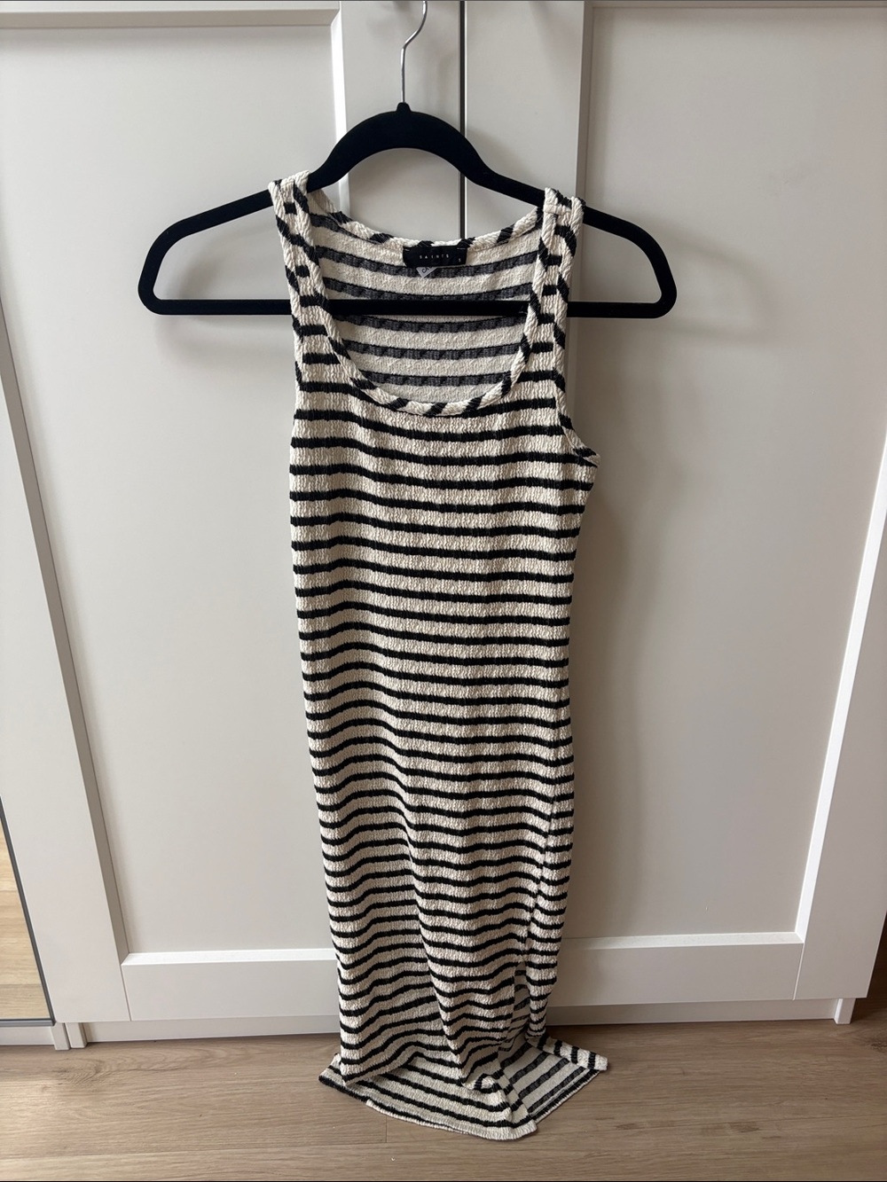 Striped Black and Cream Tank Maxi Dress